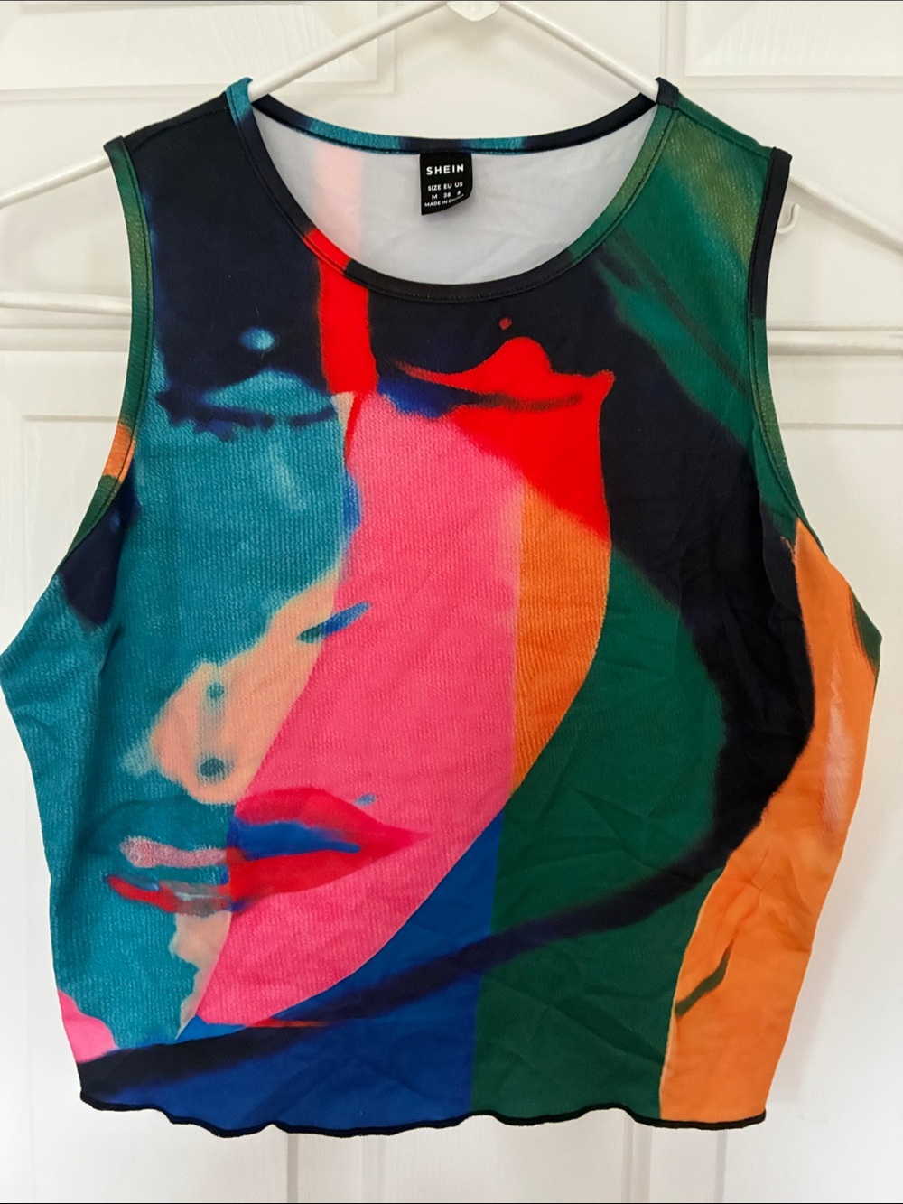 SHEIN  Tank Top Multicolor Abstract Face Print Sleeveless